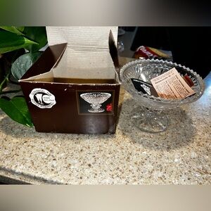 HOFBAUER BYRDS Vintage Footed Bowl with Paperwork & Box German Crystal Glass NEW